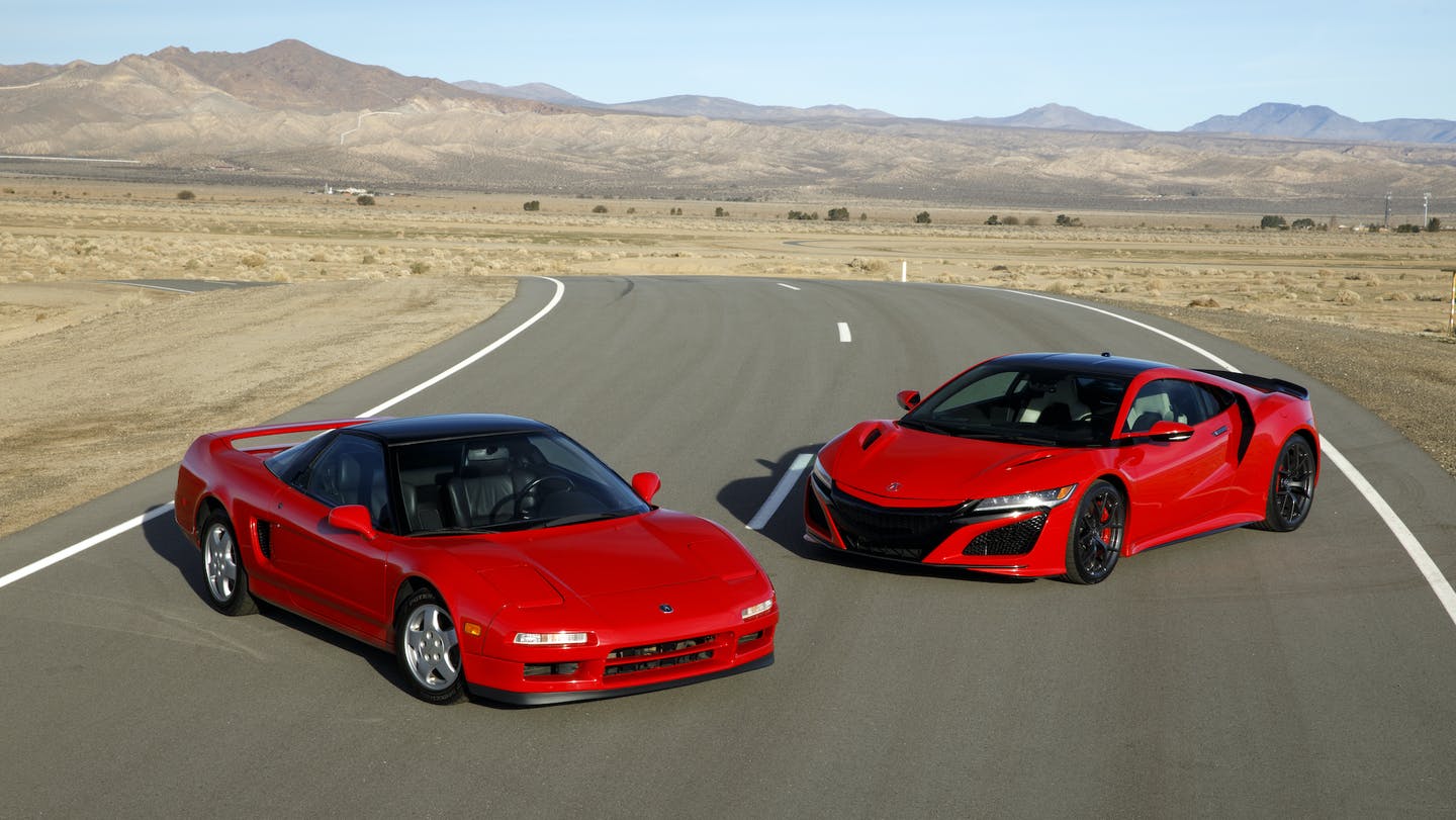 1991 Red Acura NSX and 2020 Red Acura NSX